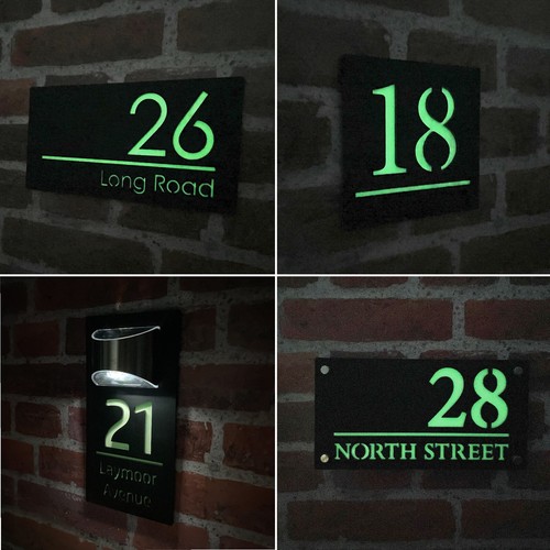 House number plaques glow - number,