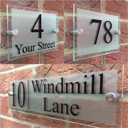 Modern house number sign - house,